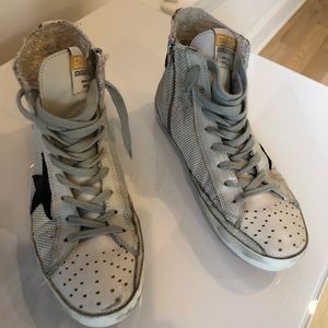 Golden goose high tops - white distressed with star